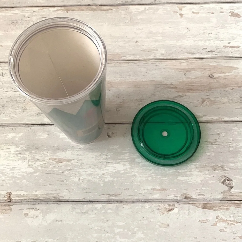 Starbucks Christmas Cup Green Elf Print Insulated Tumbler & Lid 20oz Size